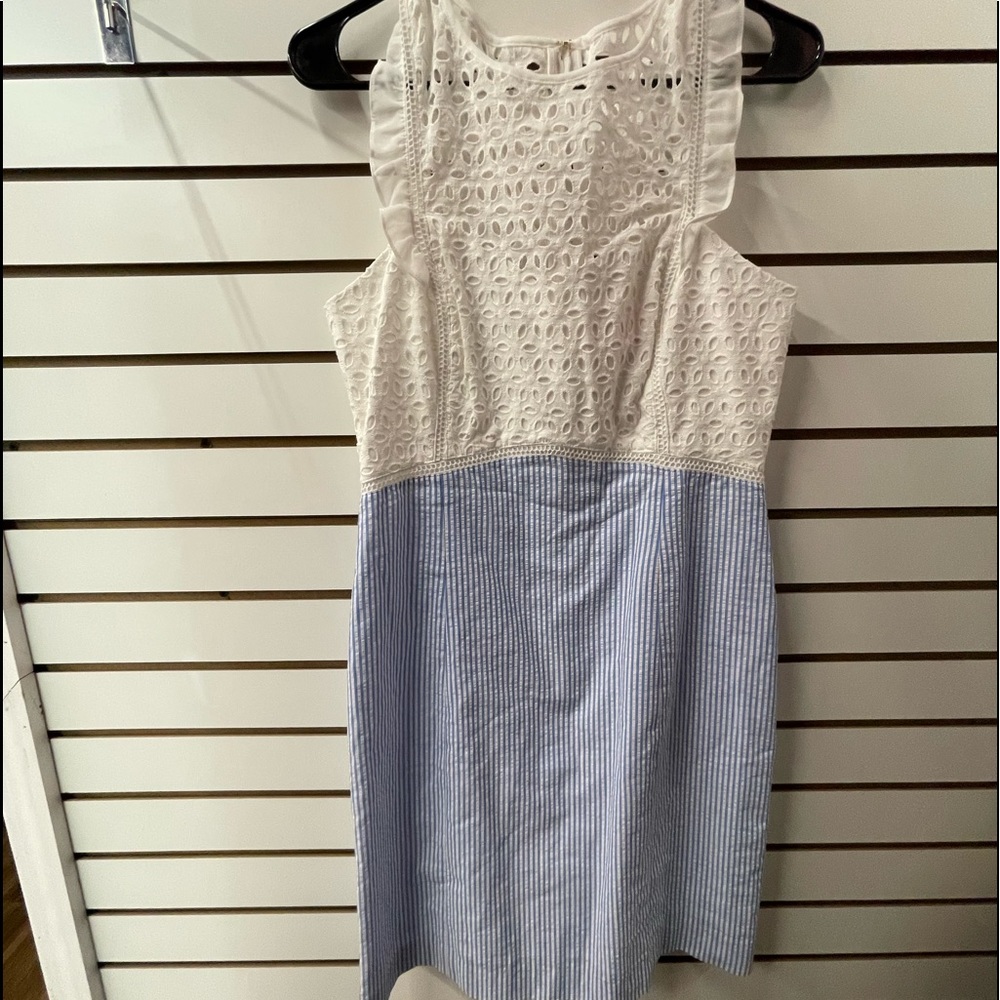 NWT LILLY PULITZER Maya shift eyelet & seersucker sleeveless dress size 10